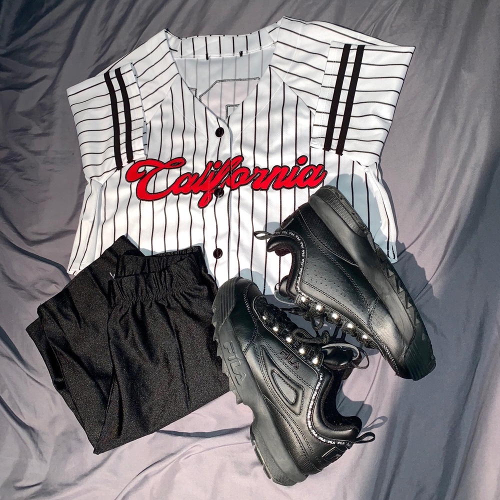 Cali 91 Jersey button crop top
